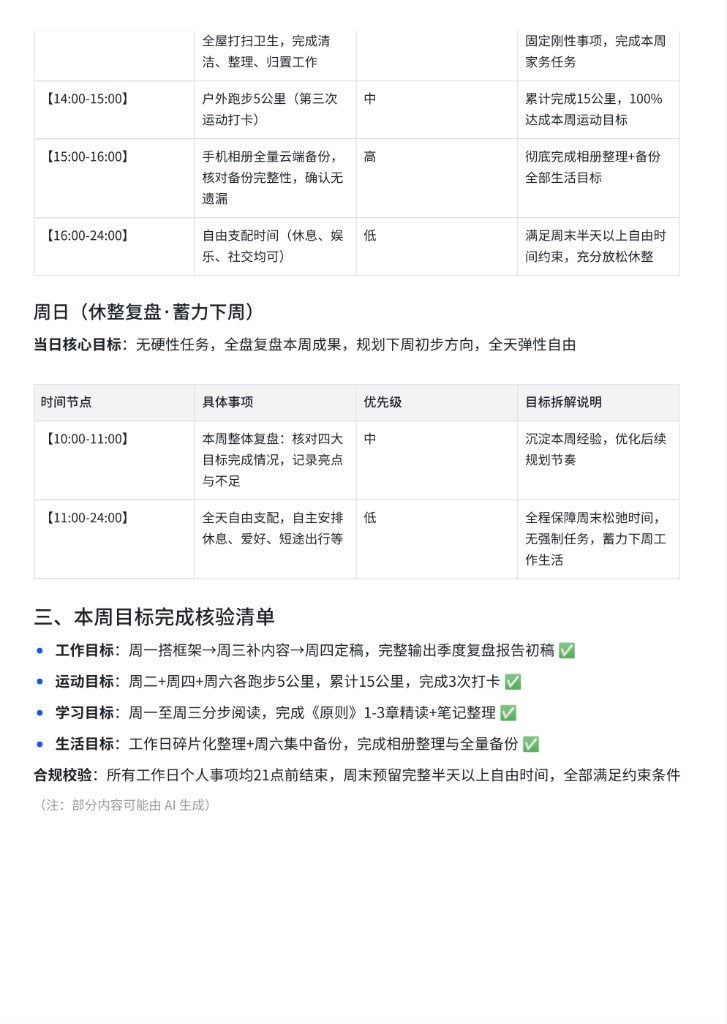 豆包输出：周日与目标核验清单